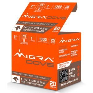 Migra Field Lite Stacked Shotshells 20ga 2-3/4″ 1oz 1350 fps #7.5 & #9 25/ct