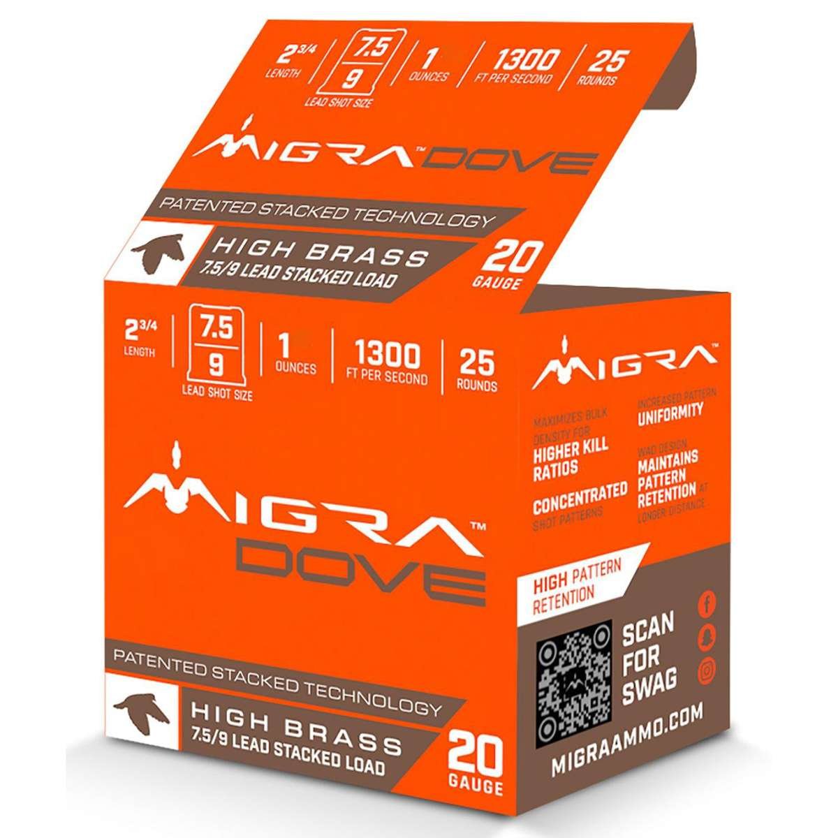 Migra Field Lite Stacked Shotshells 20ga 2-3/4″ 1oz 1350 fps #7.5 & #9 25/ct Migra Field Lite Stacked Shotshells 20ga 2-3/4″ 1oz 1350 fps #7.5 & #9 25/ct