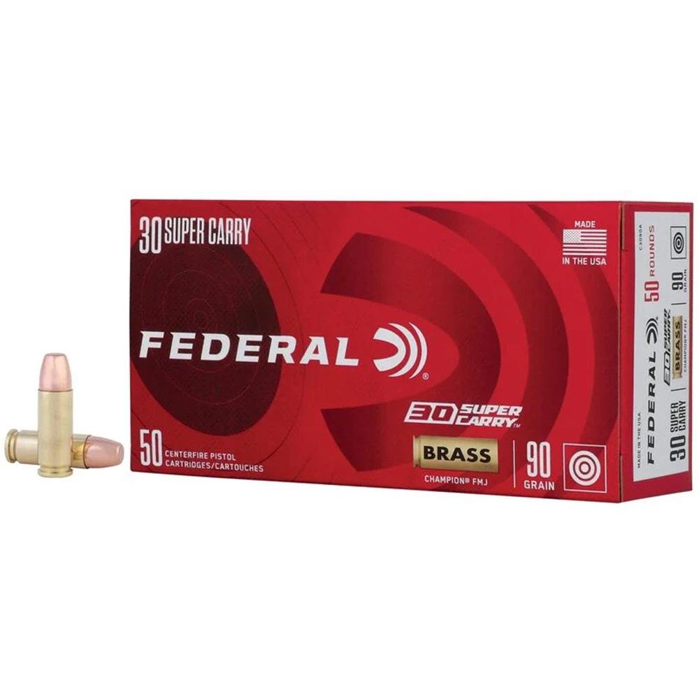 Federal Champion Training Handgun Ammunition 30 Super Carry 90gr FMJ 1300 fps 50/ct Federal Champion Training Handgun Ammunition 30 Super Carry 90gr FMJ 1300 fps 50/ct