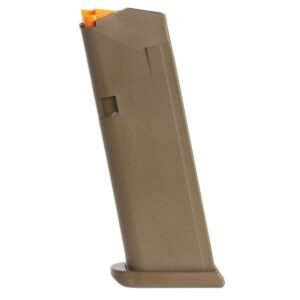Glock Handgun Magazine G19 FDE (Floor Plate FDE – Orange Follower 15/rd Bulk