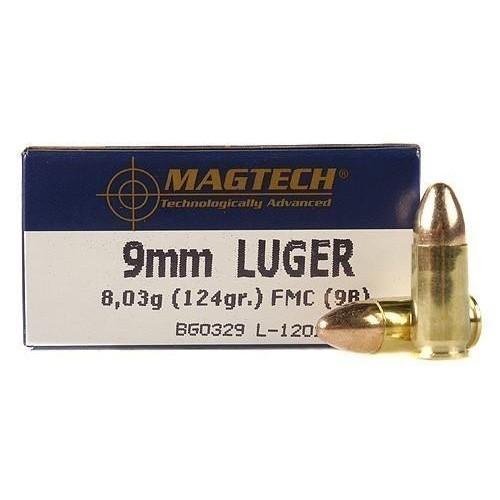 MagTech Handgun Ammunition 9mm Luger 124 gr FMJ 1109 fps 50/ct MagTech Handgun Ammunition 9mm Luger 124 gr FMJ 1109 fps 50/ct