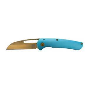 SOG Knives Escape FL Folding Knife 3″ Sheepsfoot Blade Blue Gold