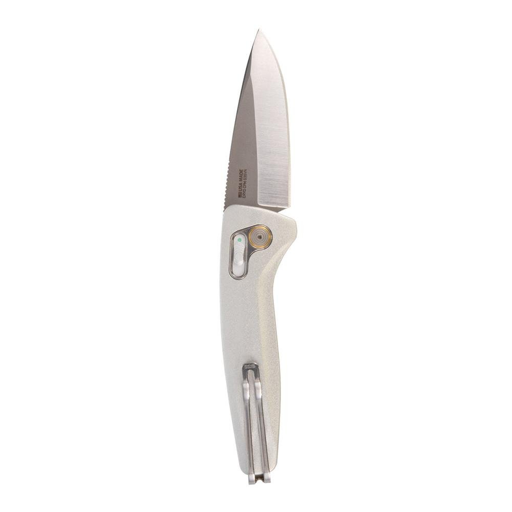 SOG Knives One-Zero AU Folding Knife 3-1/10 Drop Point Blade Silver Chrome SOG Knives One-Zero AU Folding Knife 3-1/10 Drop Point Blade Silver Chrome