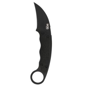 SOG Gambit Blackout Fixed Knife 2-3/5″ Sheepsfoot Blade Black
