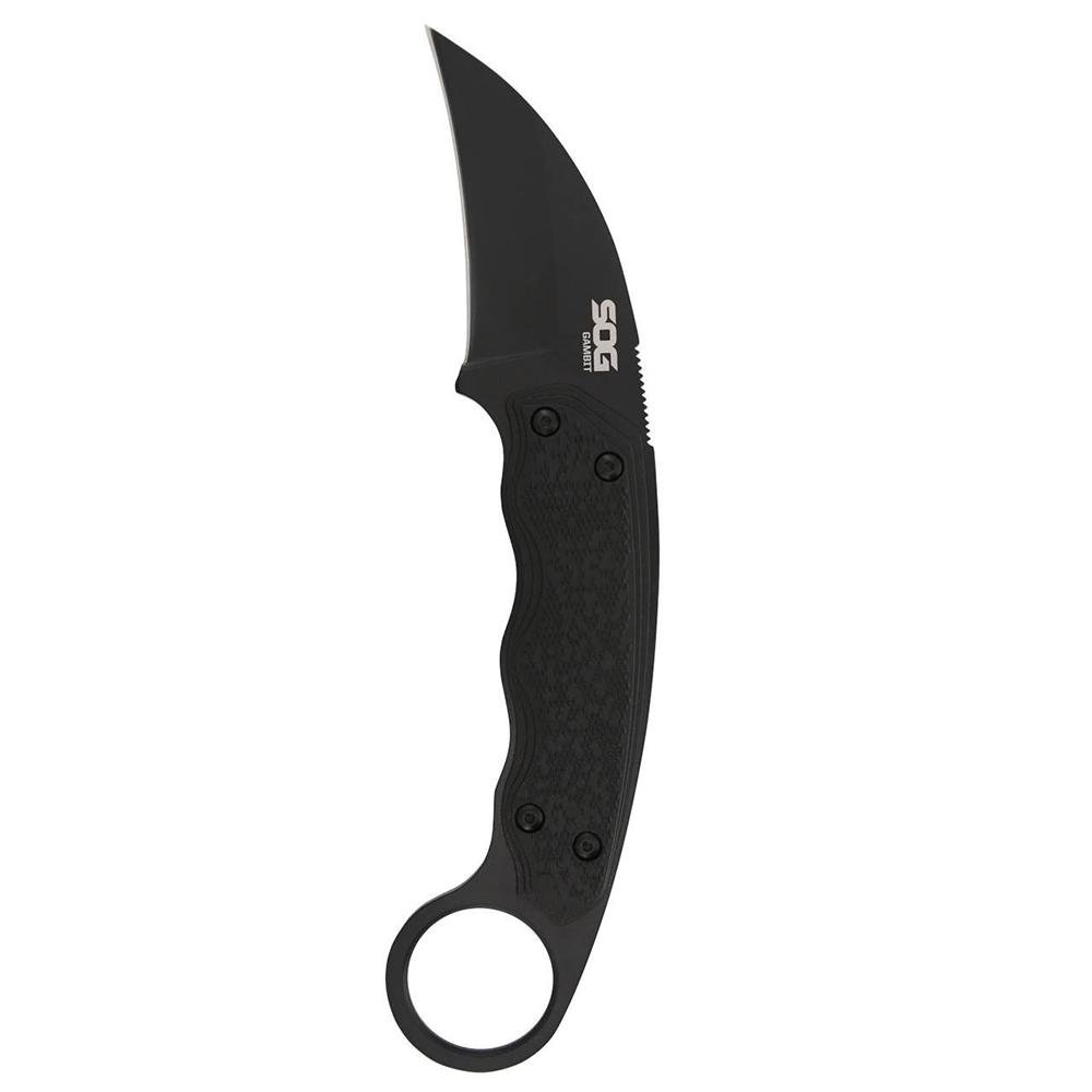 SOG Gambit Blackout Fixed Knife 2-3/5″ Sheepsfoot Blade Black SOG Gambit Blackout Fixed Knife 2-3/5″ Sheepsfoot Blade Black