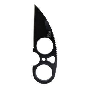 SOG Knives Snarl Blackout Fixed Blade Knife 2.3″ Sheepsfoot Blade Black Blister