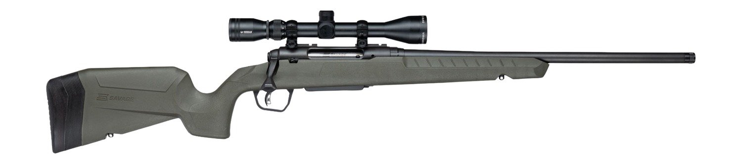 Savage Arms 33161 Axis 2 XP w/Optic 22-250 Rem 4+1 20″ Matte Black Carbon Steel Threaded Barrel, Drilled & Tapped Receiver, OD Green Synthetic Fixed w/Pistol Grip Stock, 3-9x40mm Duplex Scope, Right H