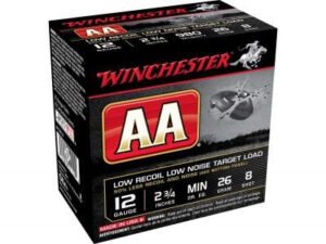 Winchester 12 Gauge Ammunition AA Low Recoil Light Target AA12FL8 2-3/4″ 7/8oz #8 250 rounds