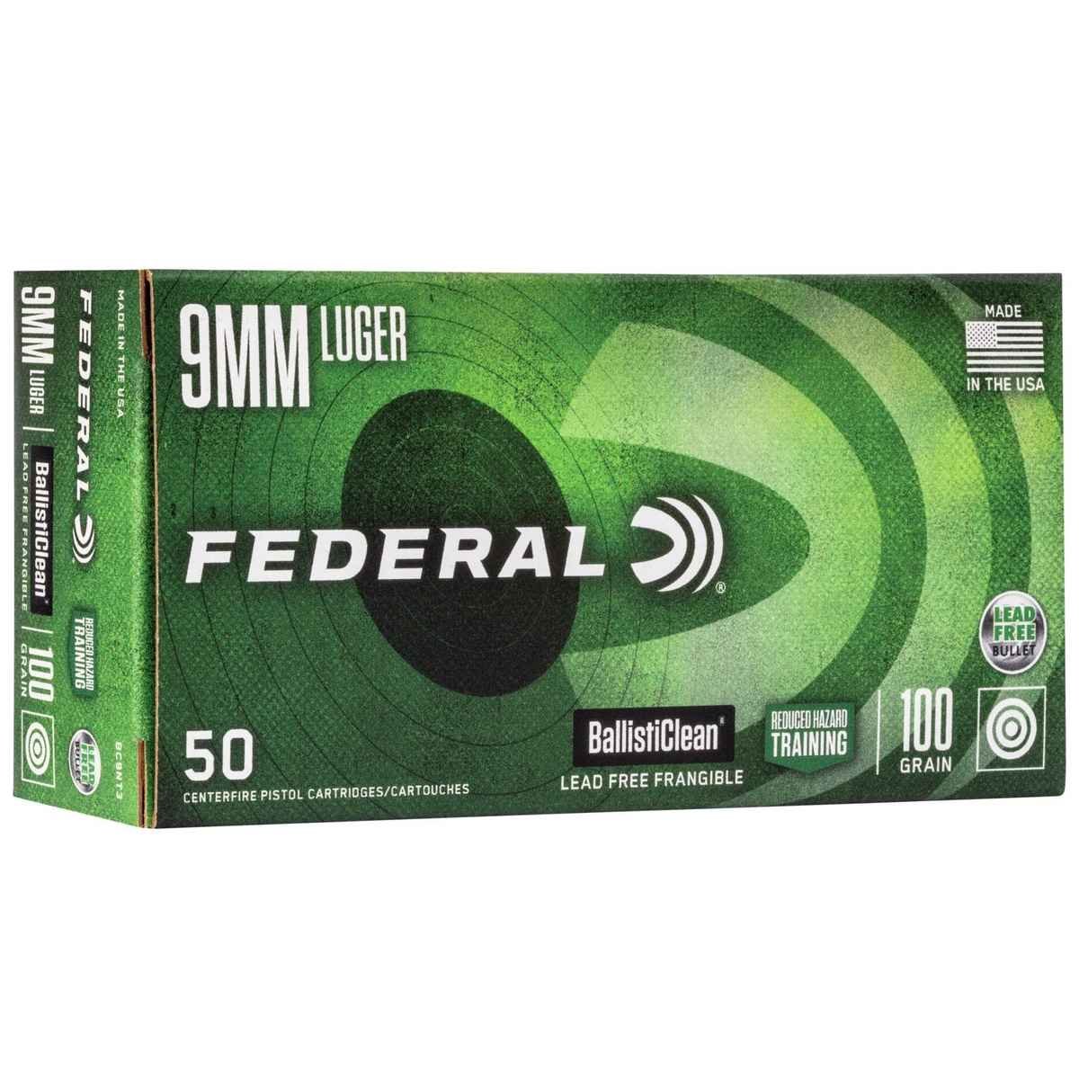 Federal Ballisticlean Frangible Handgun Ammunition 9mm Luger 100 gr RHT 1240 50/ct Federal Ballisticlean Frangible Handgun Ammunition 9mm Luger 100 gr RHT 1240 50/ct