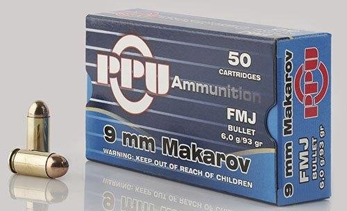 PPU Handgun Ammunition 9mm x 18 Makarov 93 gr FMJ 50/ct PPU Handgun Ammunition 9mm x 18 Makarov 93 gr FMJ 50/ct