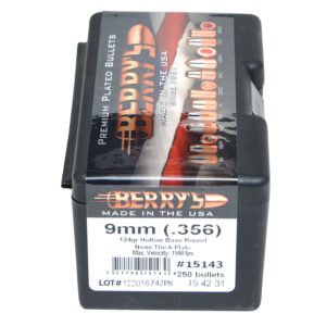 Berry’s 15143 Superior Pistol 9mm/356 124gr Hollow Base Round Nose Thick Plate 250/Box
