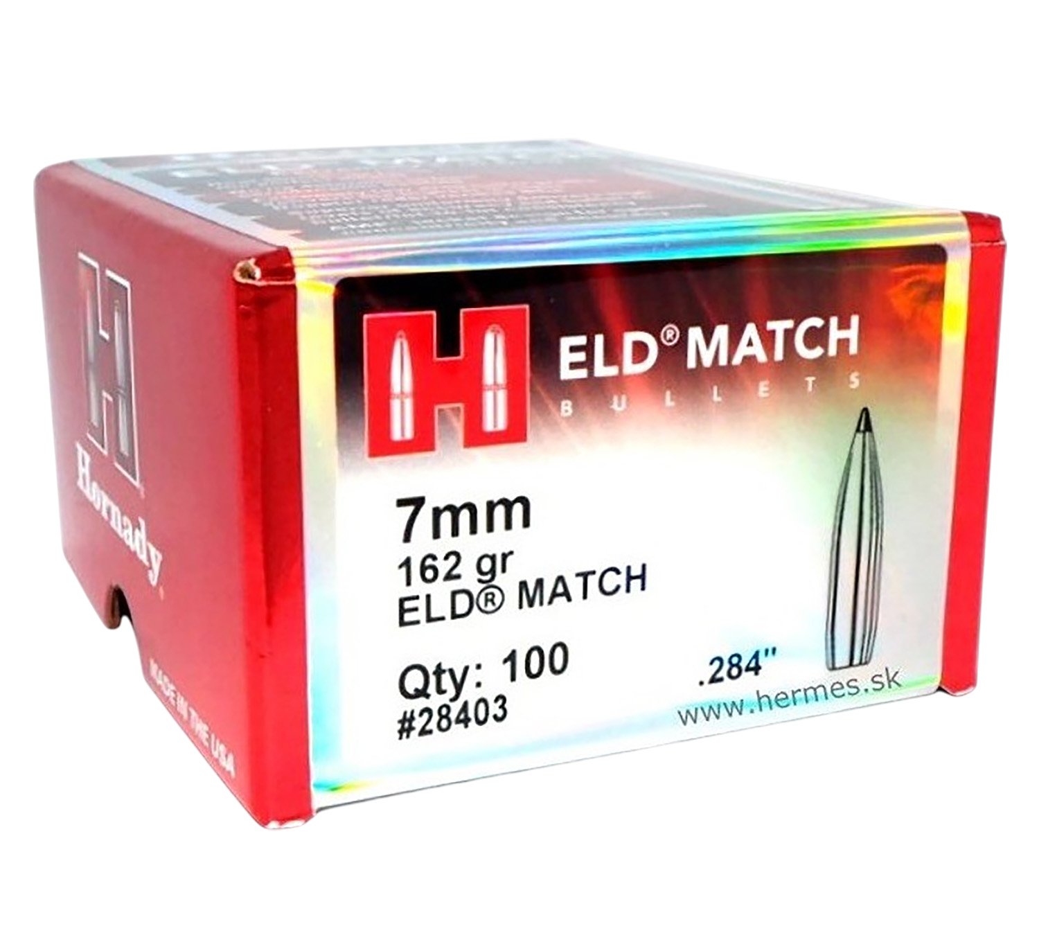 Hornady 28403 ELD Match 7mm .284 162 gr Extremely Low Drag Match 100 Per Box/ 15 Case Hornady 28403 ELD Match 7mm .284 162 gr Extremely Low Drag Match 100 Per Box/ 15 Case