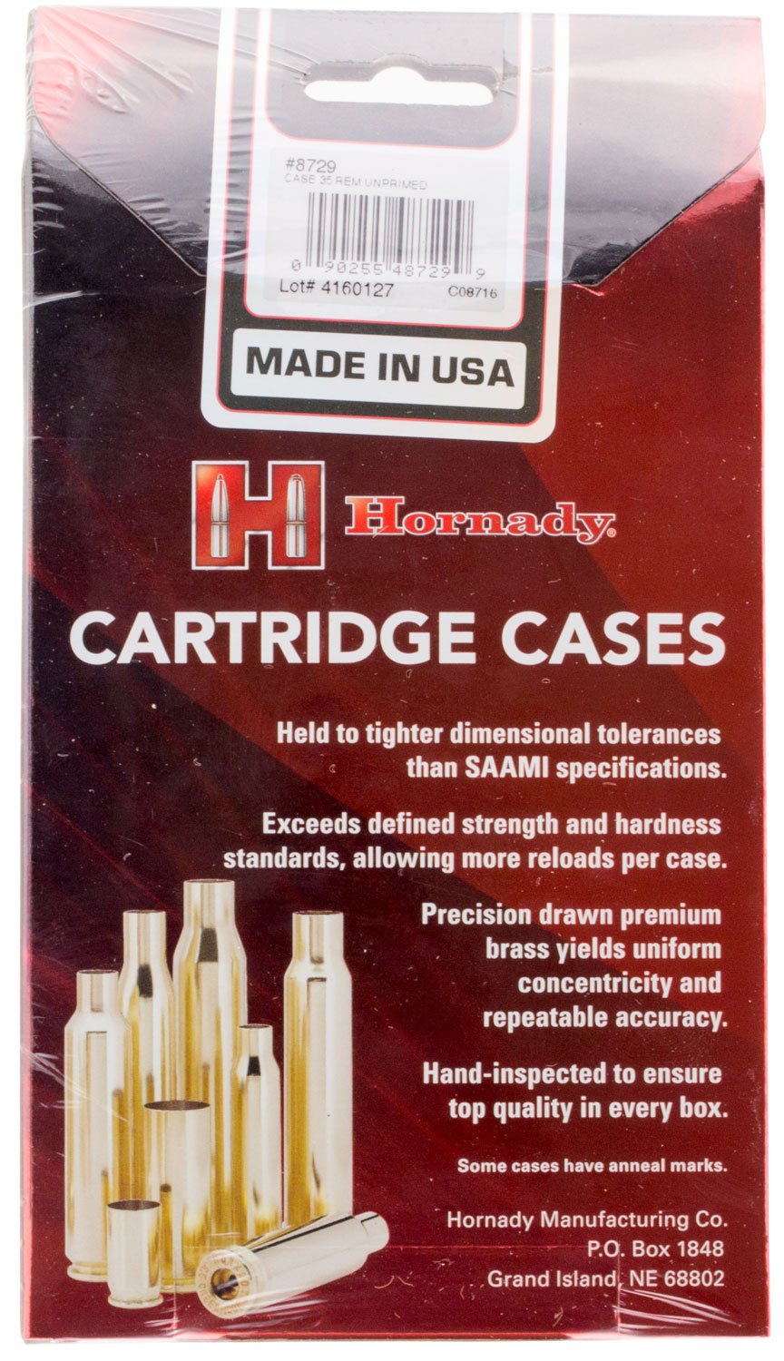 Hornady 8729 Unprimed Cases Cartridge 35 Rem Rifle Brass Hornady 8729 Unprimed Cases Cartridge 35 Rem Rifle Brass