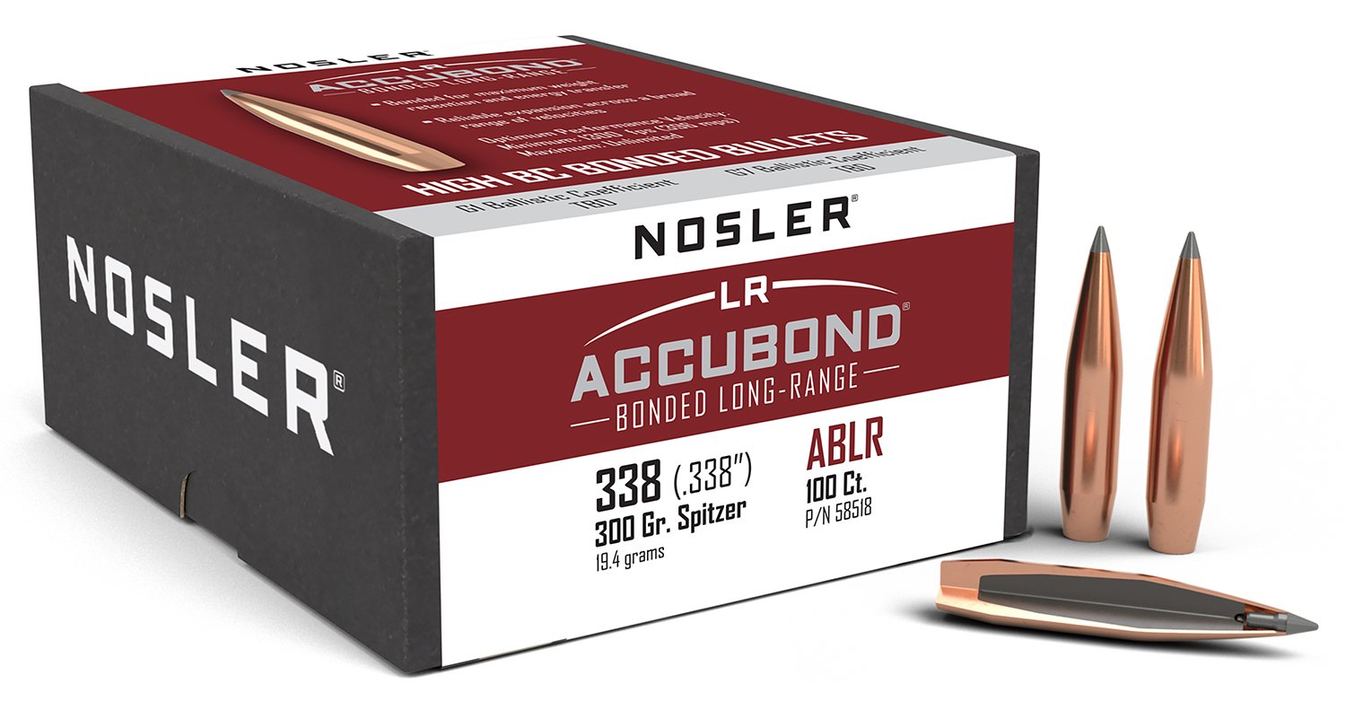 Nosler 58518 AccuBond Long Range 338Cal 300gr Spitzer Point 100/Box Nosler 58518 AccuBond Long Range 338Cal 300gr Spitzer Point 100/Box
