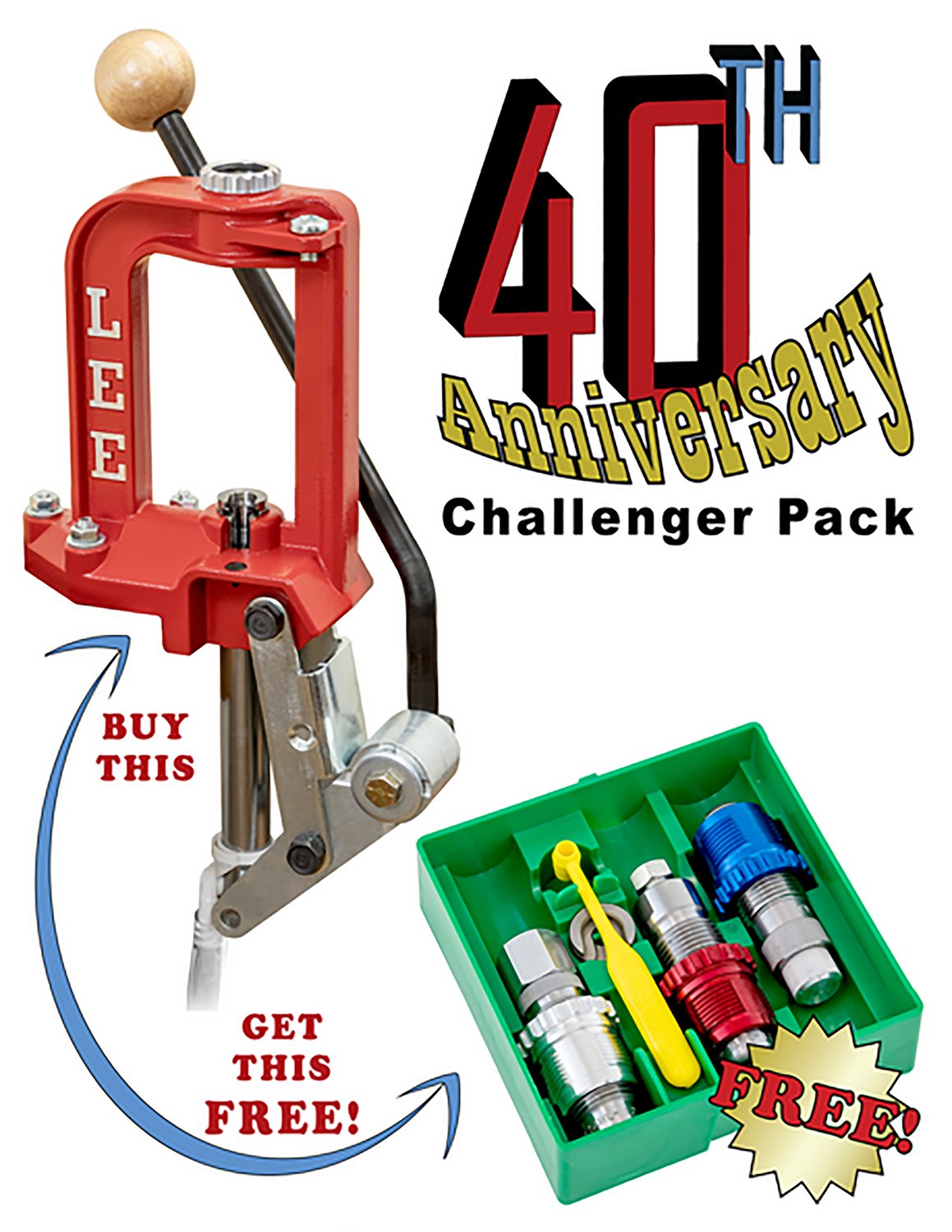 Lee Precision 92130 Challenger Press 40th Anniversary w/Breech Lock 38 special Dies Lee Precision 92130 Challenger Press 40th Anniversary w/Breech Lock 38 special Dies