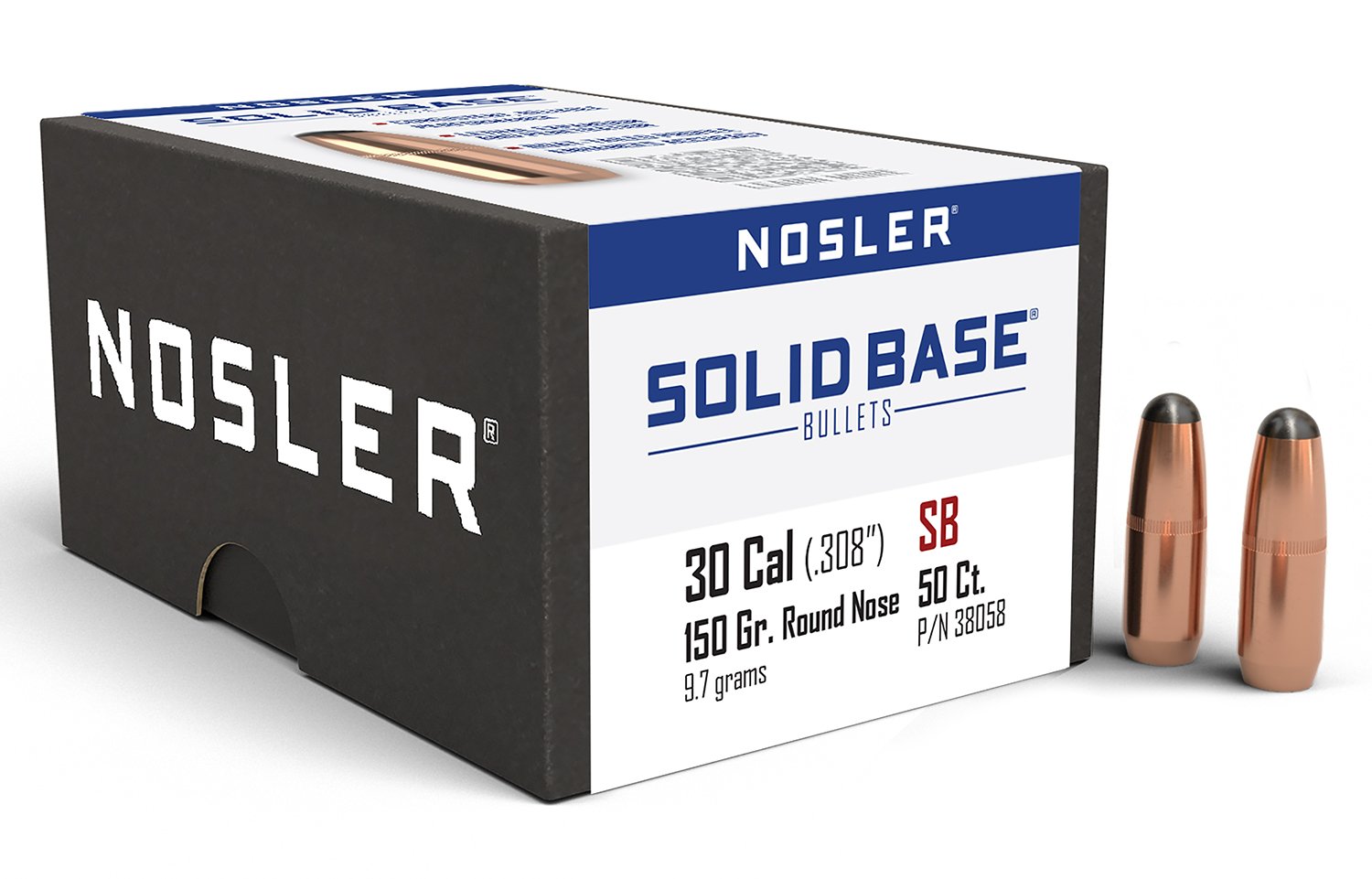 Nosler 38058 Solid Base 30Cal 150gr Round Nose 50CT Nosler 38058 Solid Base 30Cal 150gr Round Nose 50CT