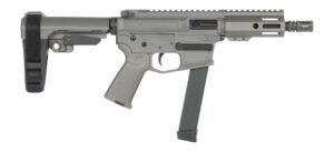 Shark Coast Tactical SCC06780SP9NGY Sneeky Pete 9mm Luger 30+1 5.50″ Black Melonite Threaded Barrel, Gray Cerakote Receiver, SB Tactical SBA3 Brace