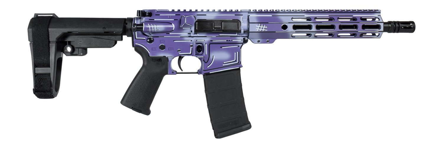 Shark Coast Tactical SCC06278APUR-P Anime-15 Purple 5.56 NATO 30+1 10.50″ Black Nitride Threaded Barrel, Purple Cerakote Aluminum Receiver w/Picatinny Rail, M-LOK Handguard, Polymer SB Tactical SBA3 B Shark Coast Tactical SCC06278APUR-P Anime-15 Purple 5.56 NATO 30+1 10.50″ Black Nitride Threaded Barrel, Purple Cerakote Aluminum Receiver w/Picatinny Rail, M-LOK Handguard, Polymer SB Tactical SBA3 B