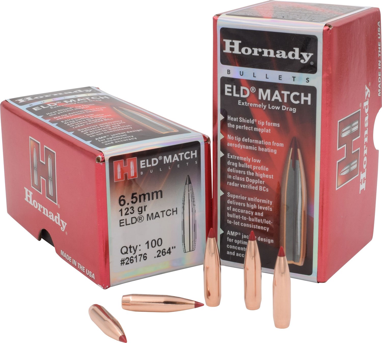 Hornady 26176 ELD Match 6.5mm .264 123 gr Extremely Low Drag Match 100 Per Box/ 25 Case Hornady 26176 ELD Match 6.5mm .264 123 gr Extremely Low Drag Match 100 Per Box/ 25 Case