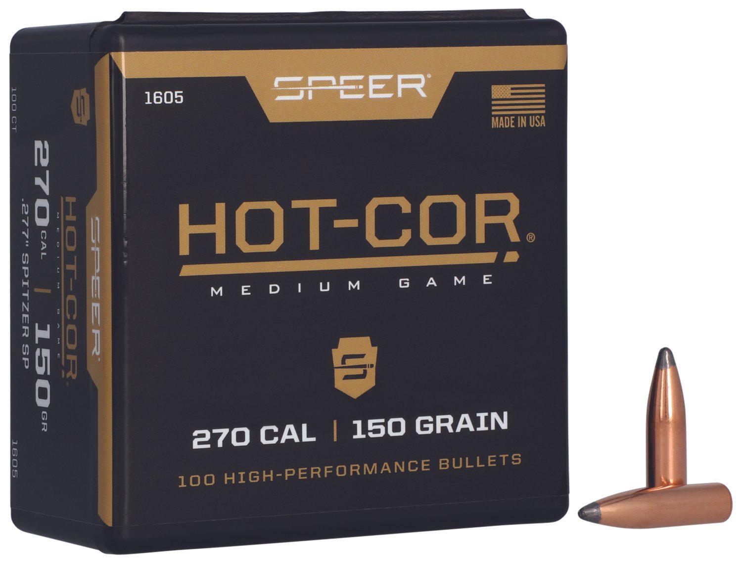Speer 1605 Hot-Cor 277Cal 150gr Spitzer Soft Point 100 Per Box/5 Case