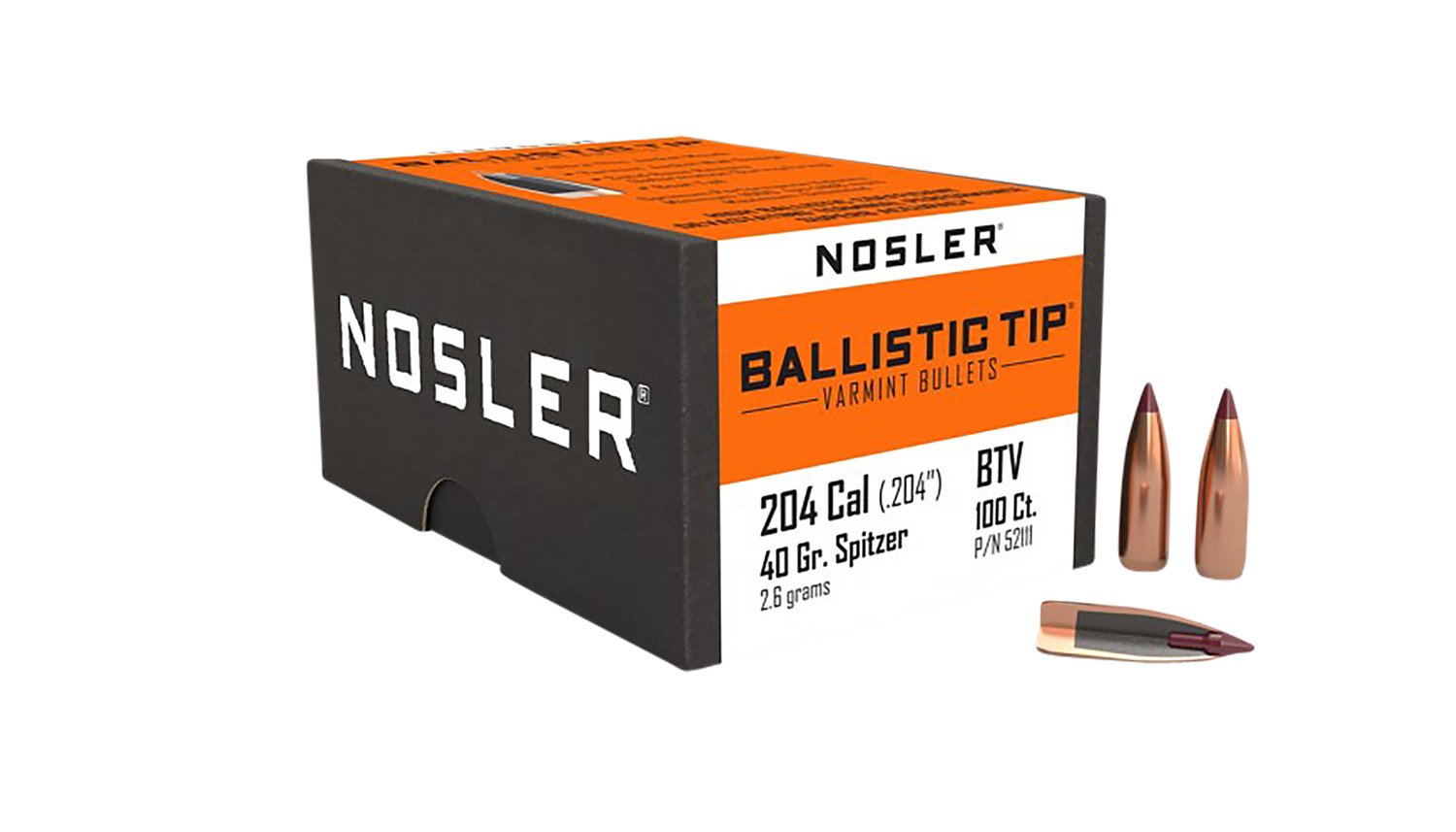 Nosler 52111 Ballistic Tip 204Ruger 40gr Spitzer 100/Box Nosler 52111 Ballistic Tip 204Ruger 40gr Spitzer 100/Box