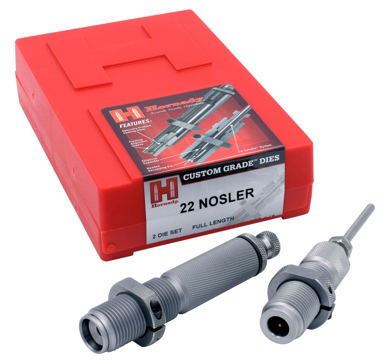 Hornady 546207 Custom Grade Series III 2 Die Set for 22 Nosler Includes Sizing Seater Hornady 546207 Custom Grade Series III 2 Die Set for 22 Nosler Includes Sizing Seater