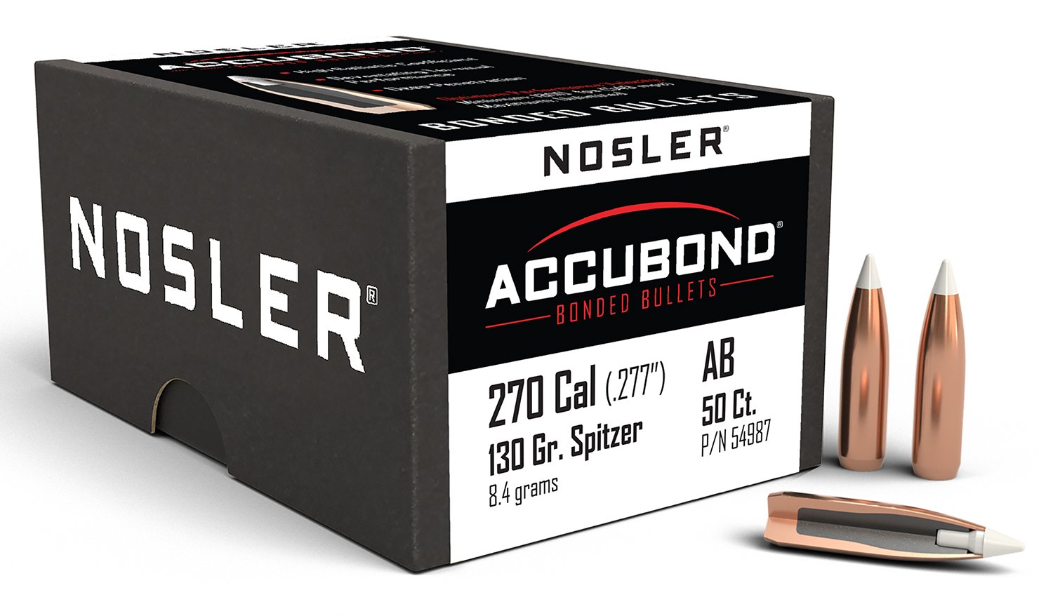 Nosler 54987 AccuBond 270Win 130gr Spitzer Point 50/Box Nosler 54987 AccuBond 270Win 130gr Spitzer Point 50/Box