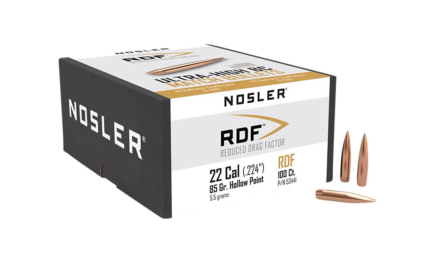 Nosler 53441 RDF Match 22Cal 85gr Hollow Point Boat Tail 100/Box Nosler 53441 RDF Match 22Cal 85gr Hollow Point Boat Tail 100/Box