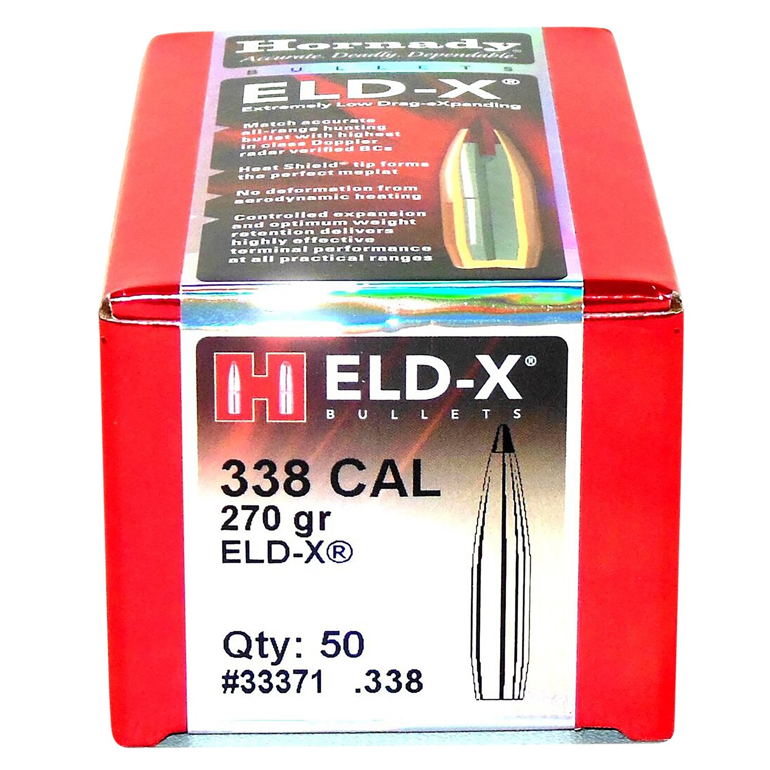 Hornady 33371 ELD-X 338 Cal .338 270 gr Extremely Low Drag eXpanding 50 Per Box/ 15 Case Hornady 33371 ELD-X 338 Cal .338 270 gr Extremely Low Drag eXpanding 50 Per Box/ 15 Case