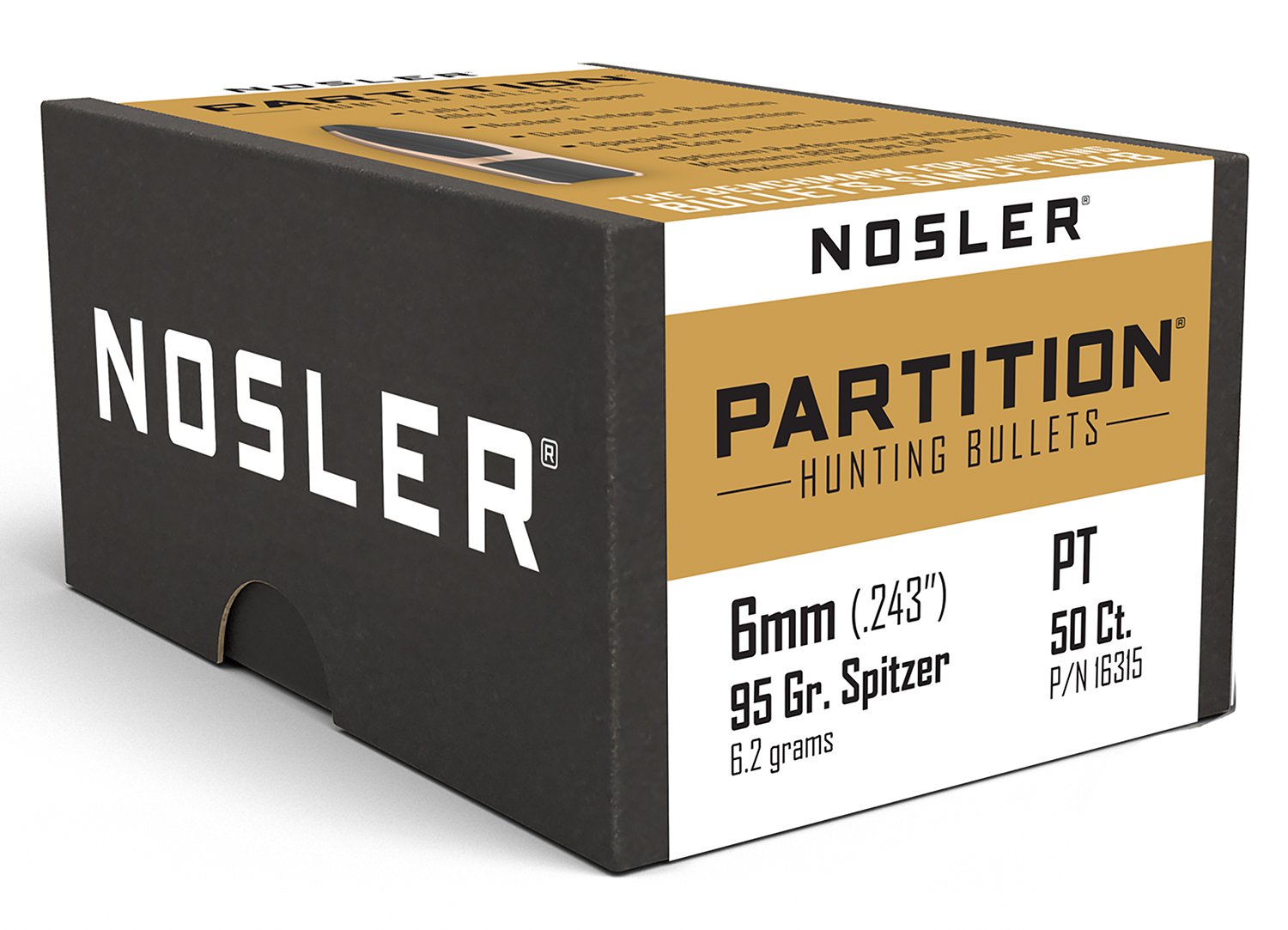 Nosler 16315 Partition 6mm 95gr Partition 50/Box Nosler 16315 Partition 6mm 95gr Partition 50/Box