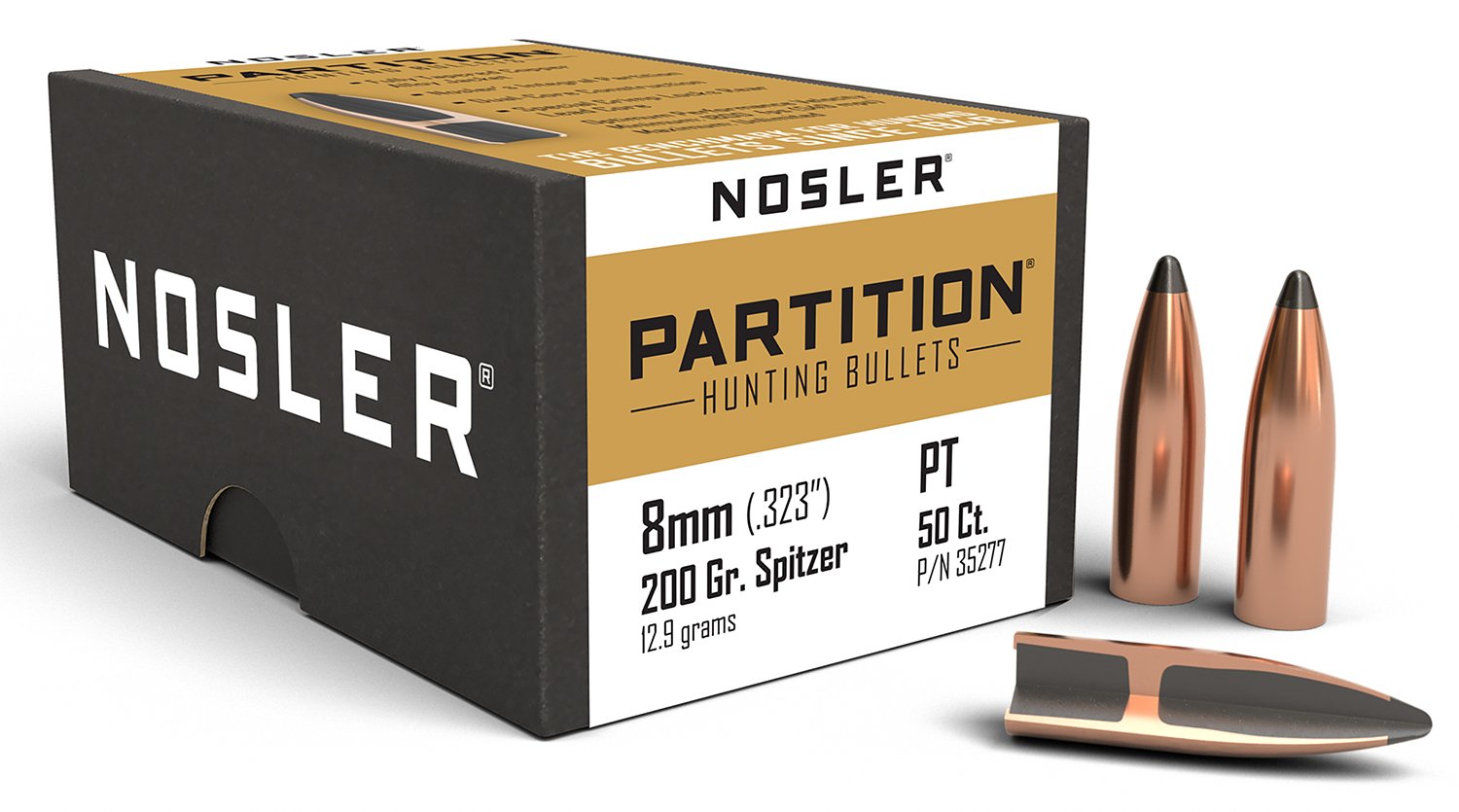 Nosler 35277 Partition 8mm 200gr Partition Spitzer 50/Box Nosler 35277 Partition 8mm 200gr Partition Spitzer 50/Box