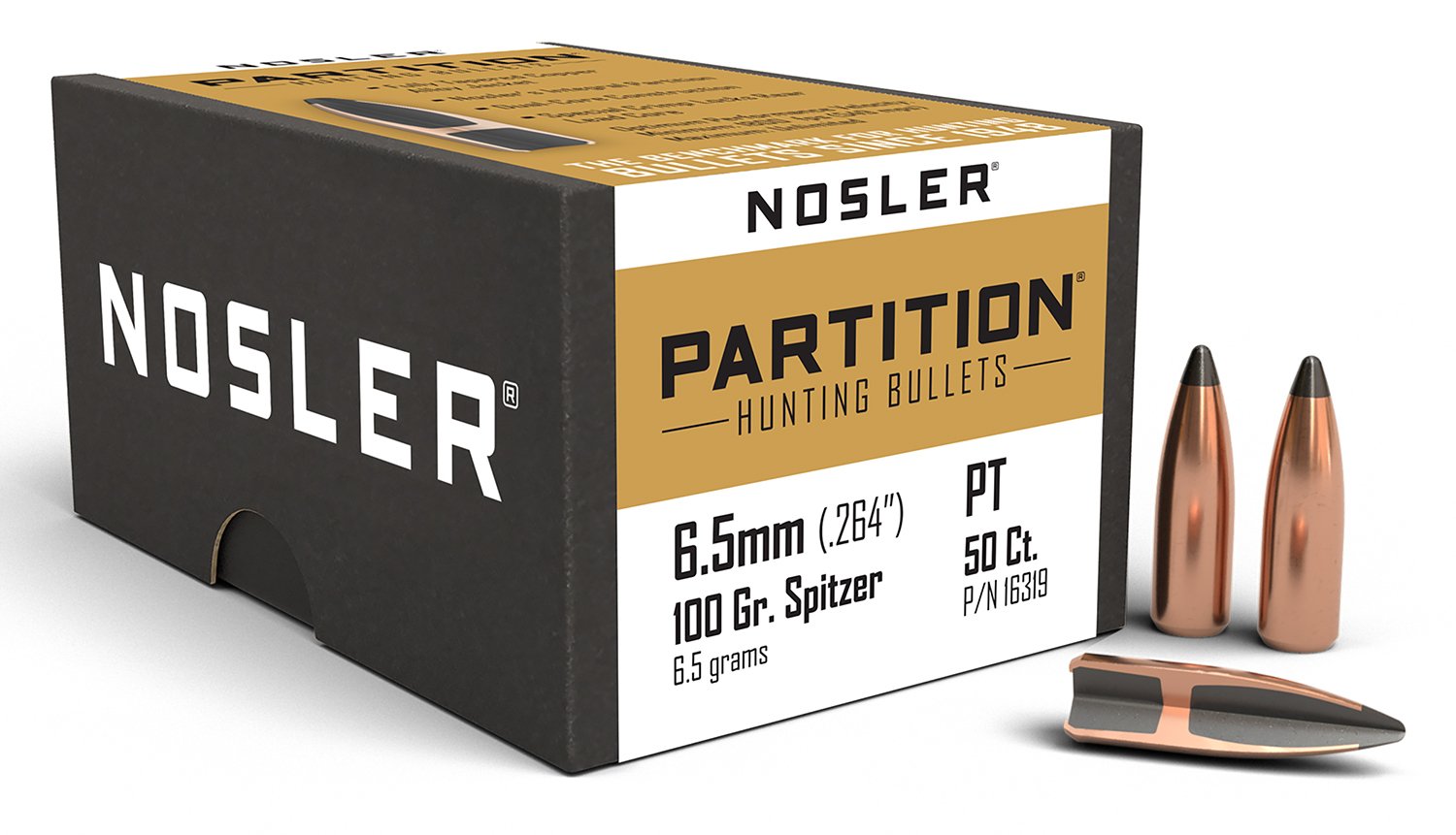Nosler 16319 Partition 6.5 Creedmoor 100gr Partition Spitzer 50/Box Nosler 16319 Partition 6.5 Creedmoor 100gr Partition Spitzer 50/Box