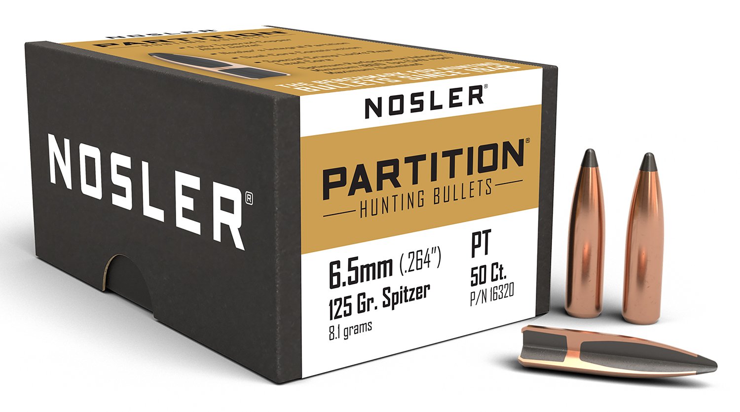 Nosler 16320 Partition 6.5 Creedmoor 125gr Partition Spitzer 50/Box Nosler 16320 Partition 6.5 Creedmoor 125gr Partition Spitzer 50/Box