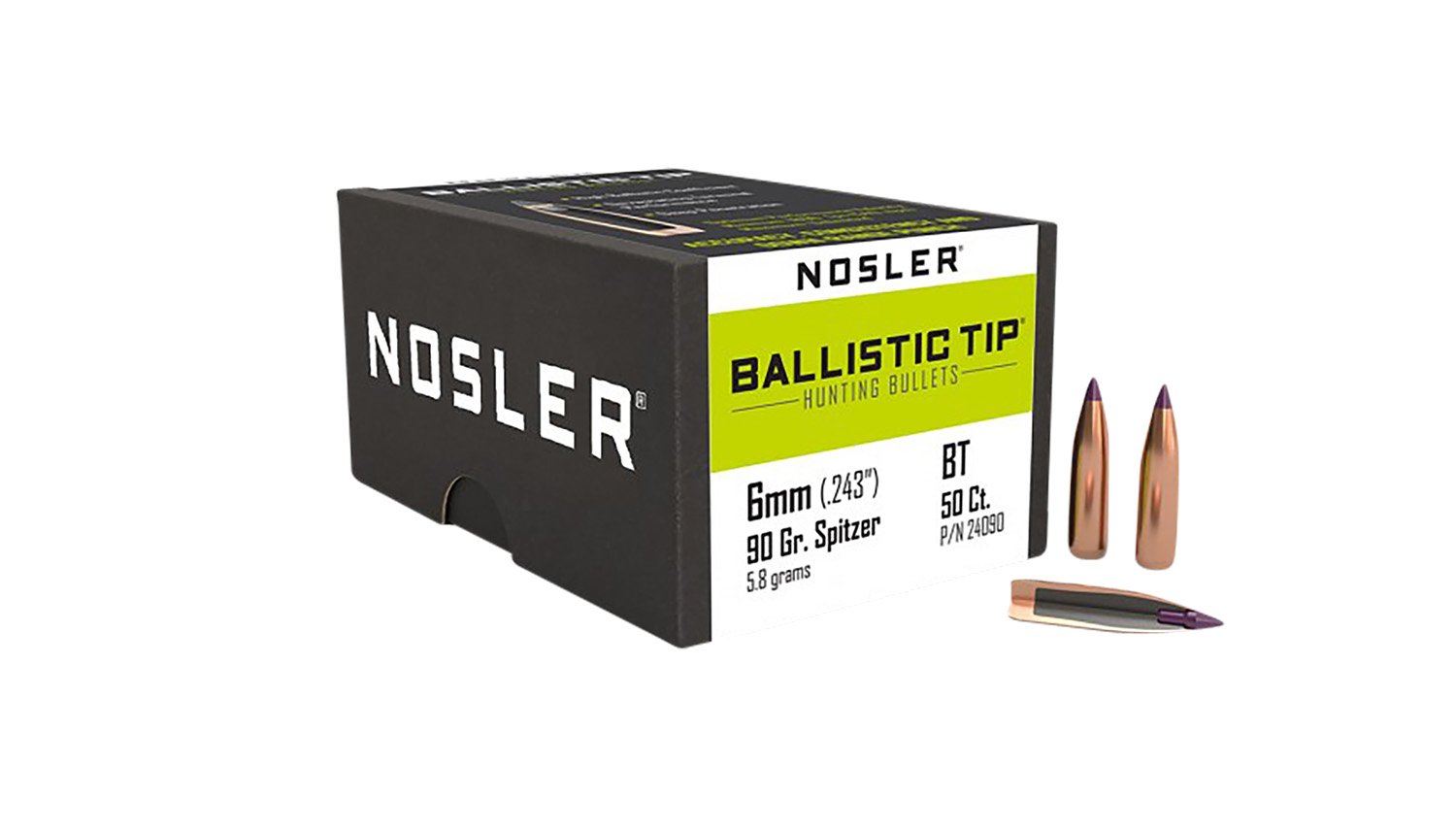 Nosler 24090 Ballistic Tip 6mm 90gr Ballistic Tip Hunting 50/Box Nosler 24090 Ballistic Tip 6mm 90gr Ballistic Tip Hunting 50/Box