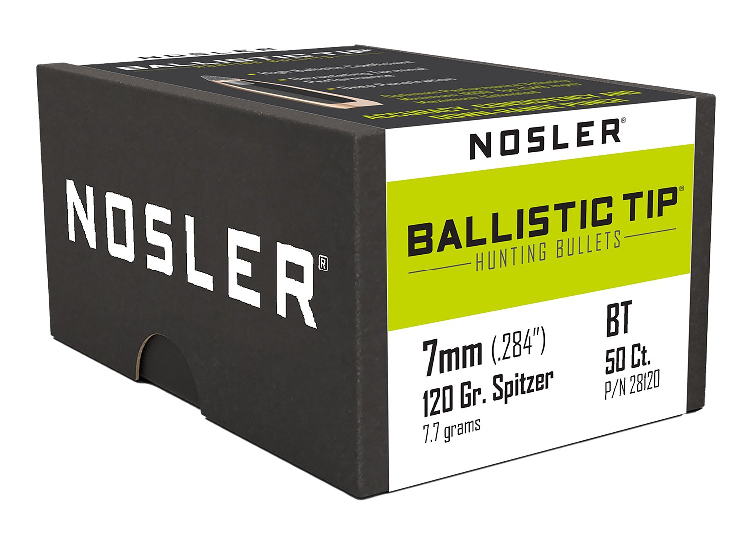 Nosler 28120 Ballistic Tip 7mm 120gr Spitzer 50/Box Nosler 28120 Ballistic Tip 7mm 120gr Spitzer 50/Box