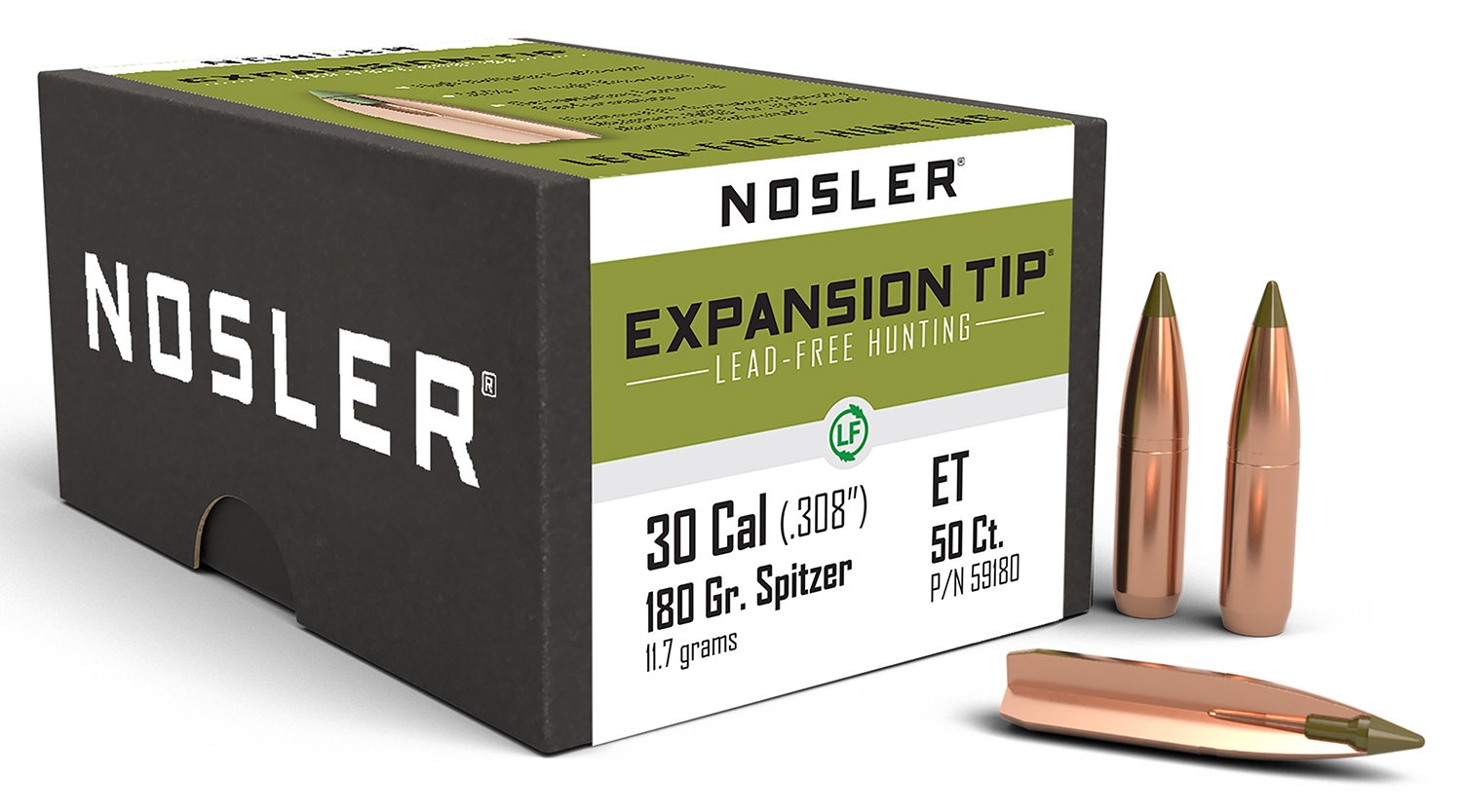 Nosler 59180 E-Tip 30Cal 180gr Spitzer 50/Box Nosler 59180 E-Tip 30Cal 180gr Spitzer 50/Box