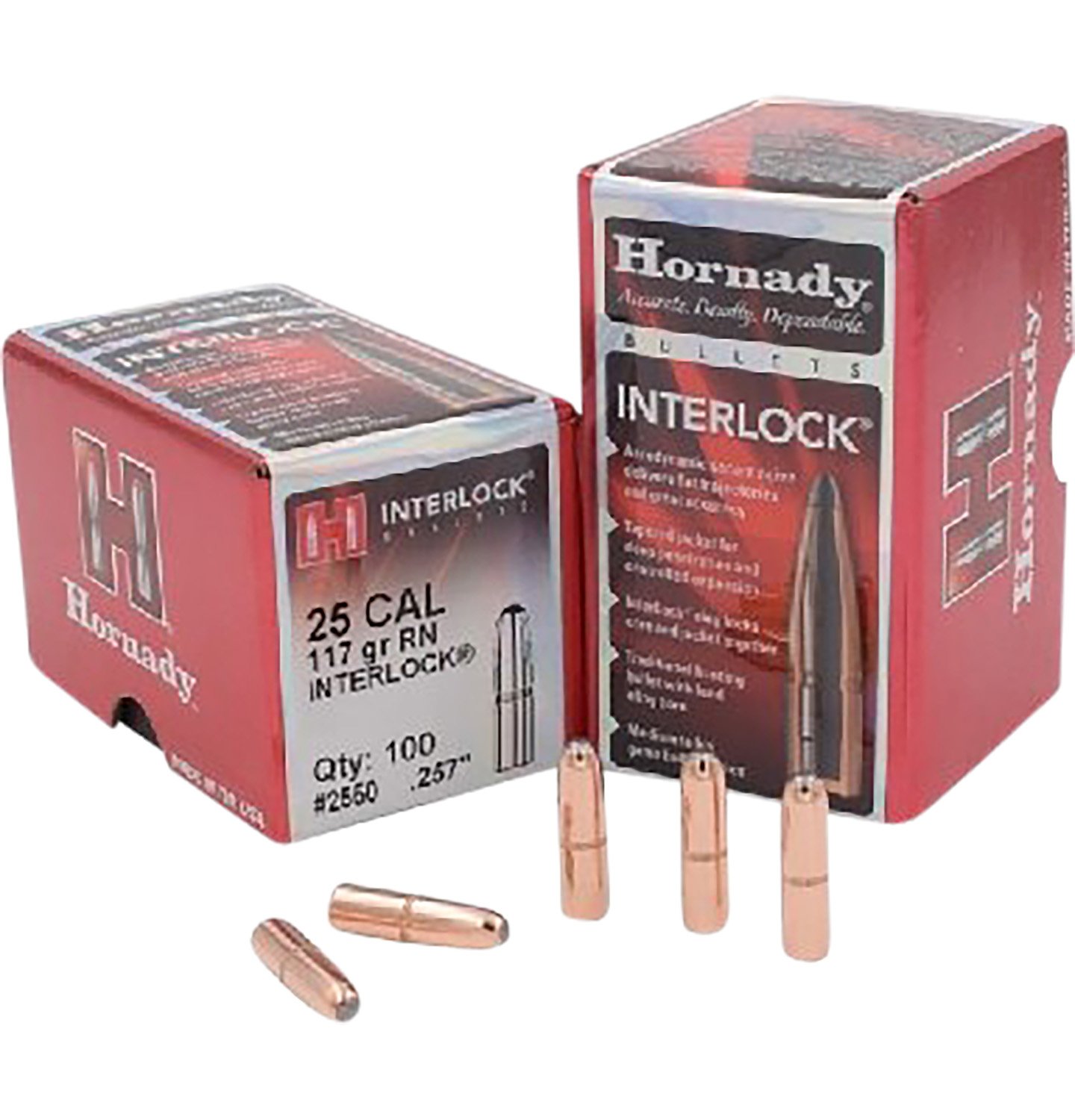 Hornady 2550 InterLock 25 Cal .257 117 gr Round Nose 100 Per Box/ 25 Case Hornady 2550 InterLock 25 Cal .257 117 gr Round Nose 100 Per Box/ 25 Case
