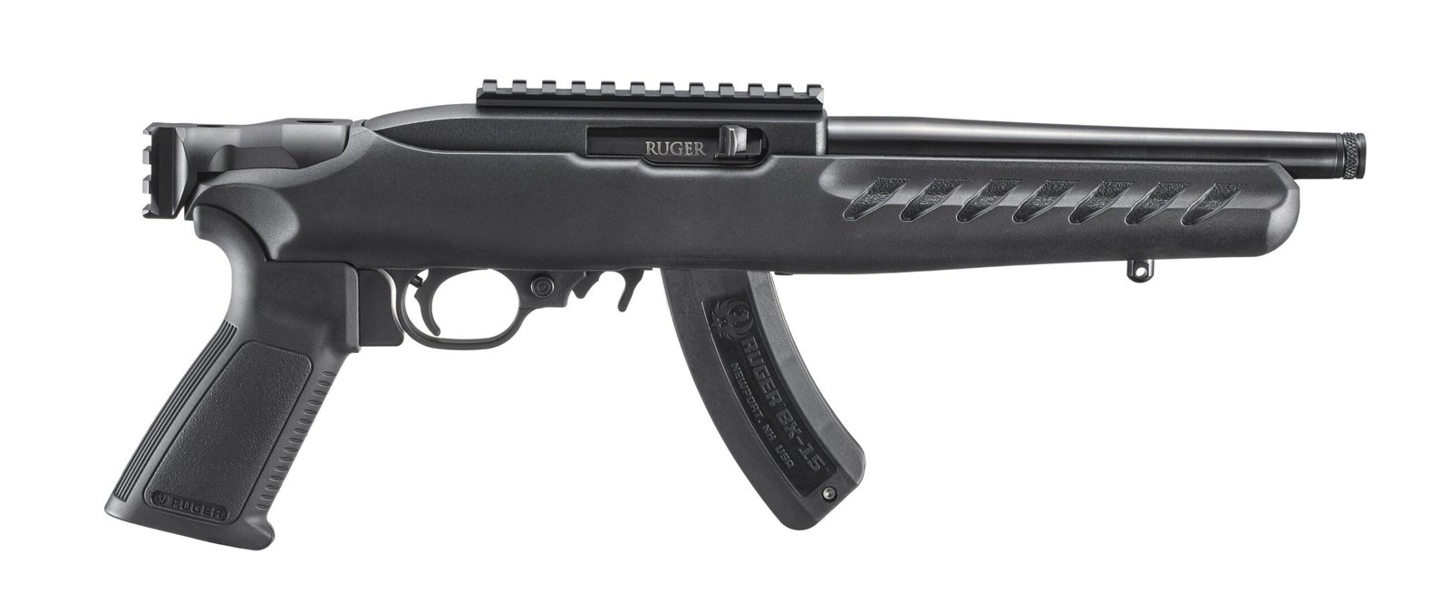 RUGER 22 CHARGER 22 LR 8IN BARREL 15RD BLACK PICATINNY RAIL BX TRIGGER TB 33100