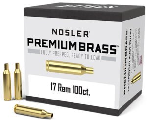 Nosler 10128 Premium Brass Unprimed Cases 17Rem Rifle Brass 100/Box