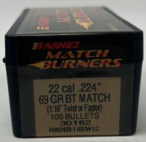 Barnes 22 Cal (.224 Dia) Reloading Bullets Match Burner B30162 69 Grain Boat Tail Hollow Point 100 Pieces