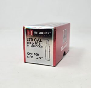 Hornady 270 Cal (.277 Dia) Reloading Bullets H2735 140 Grain Interlock Boat Tail Soft Point 100 Pieces
