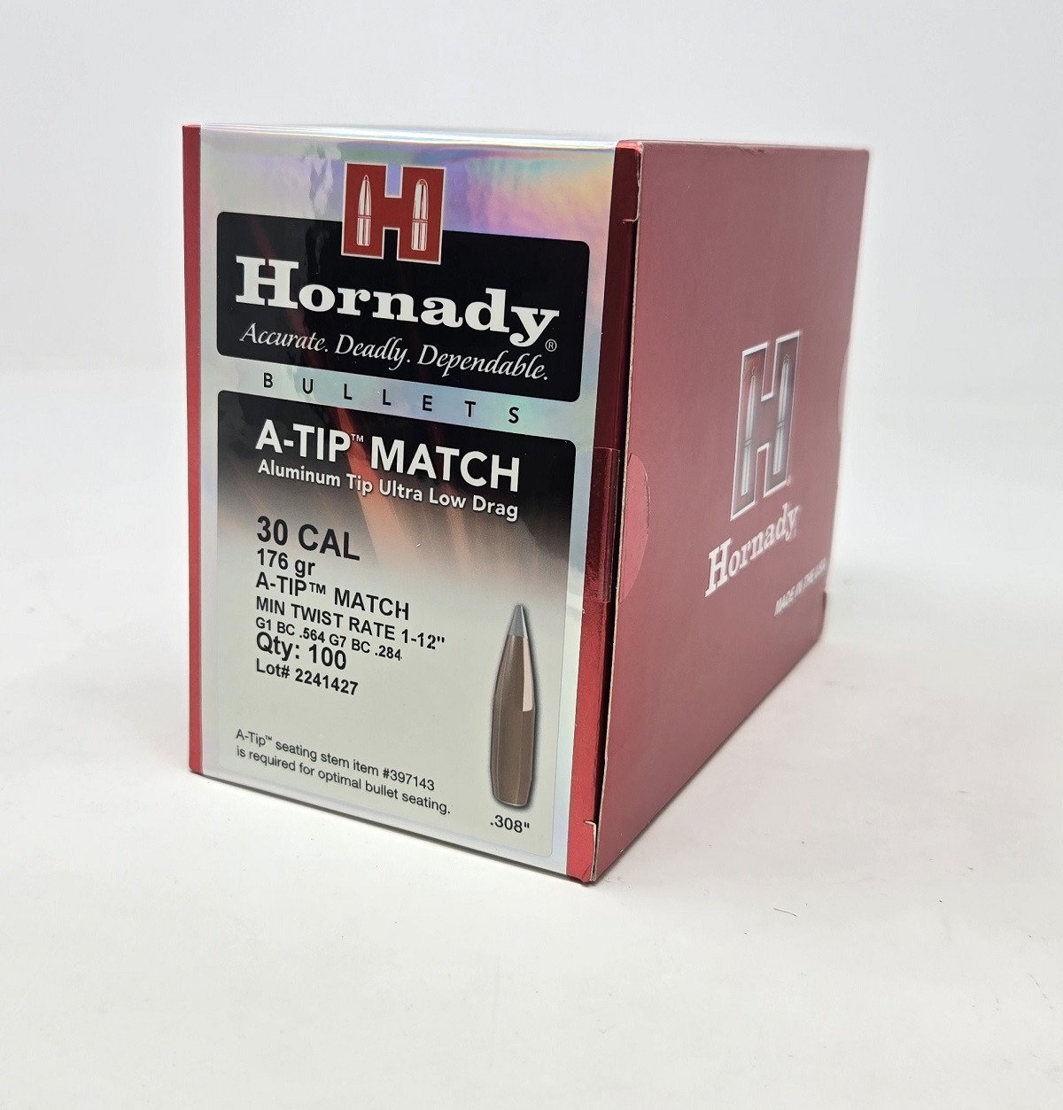 Hornady 30 Cal (.308 Dia) Reloading Bullets H30717 176 Grain A-Tip Match 100 Pieces Hornady 30 Cal (.308 Dia) Reloading Bullets H30717 176 Grain A-Tip Match 100 Pieces