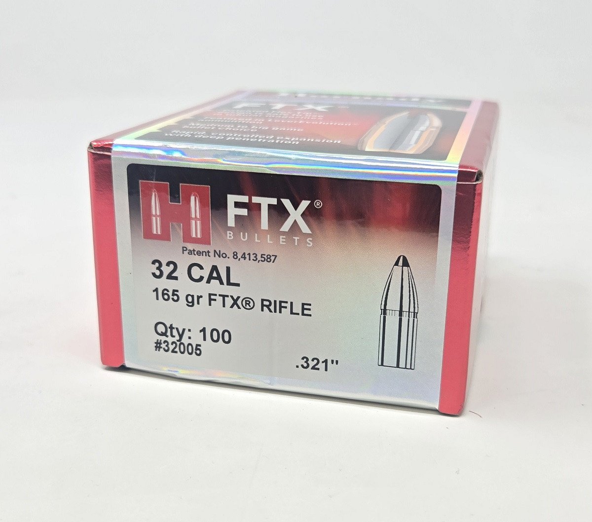 Hornady 32 Cal (.321 Dia) Reloading Bullets H32005 165 Grain FTX 100 Pieces Hornady 32 Cal (.321 Dia) Reloading Bullets H32005 165 Grain FTX 100 Pieces