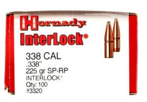 Hornady 338 Cal (.338 Dia) Reloading Bullets H3320 225 Grain Interlock Soft Point 100 Pieces