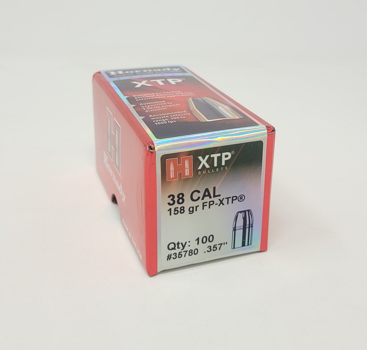 Hornady 38 Cal (.357 Dia) Reloading Bullets H35780 158 Grain FP-XTP Hollow Point 100 Pieces Hornady 38 Cal (.357 Dia) Reloading Bullets H35780 158 Grain FP-XTP Hollow Point 100 Pieces