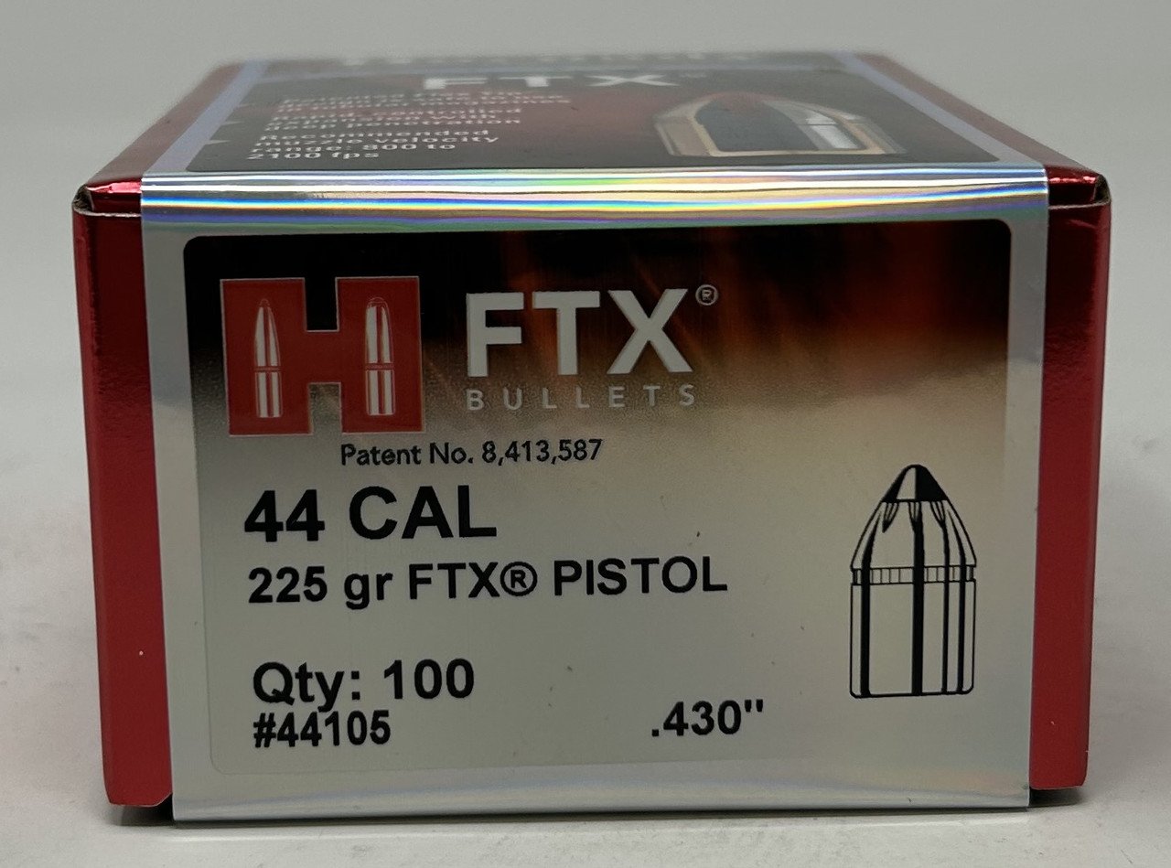 Hornady 44 Cal (.430 Dia) Reloading Bullets For 44 Mag H44105 225 Grain FTX 100 Pieces Hornady 44 Cal (.430 Dia) Reloading Bullets For 44 Mag H44105 225 Grain FTX 100 Pieces