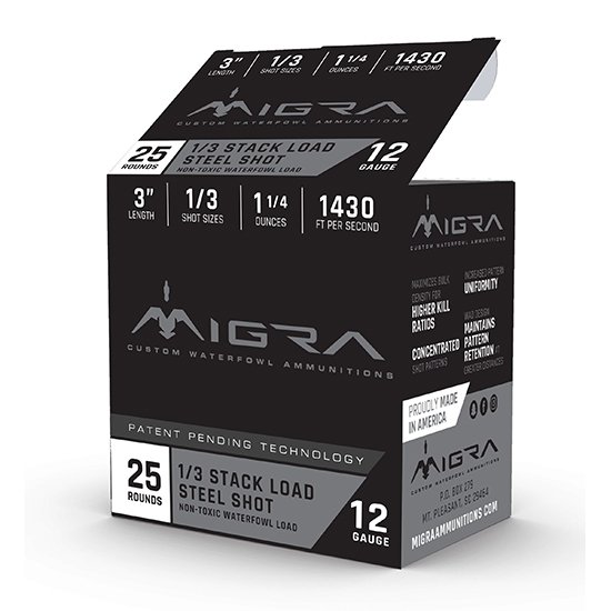 MIGRA STAXD STEEL 12GA 3 1.25OZ #1-3 25/10 MIGRA STAXD STEEL 12GA 3 1.25OZ #1-3 25/10