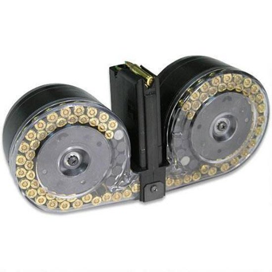 RWB DUAL DRUM MAG AR15 100RD BLK CLEAR FRONT RWB DUAL DRUM MAG AR15 100RD BLK CLEAR FRONT