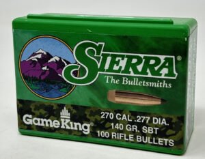 Sierra 270 Cal (.277 Dia) Reloading Bullets Gameking SRAA1845 140 Grain Boat Tail Spitzer Soft Point 100 Pieces