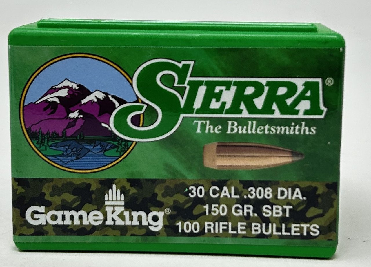 Sierra 30 Cal (.308 Dia) Reloading Bullets Gameking SRAA2125 150 Grain Boat Tail Spitzer Soft Point 100 Pieces Sierra 30 Cal (.308 Dia) Reloading Bullets Gameking SRAA2125 150 Grain Boat Tail Spitzer Soft Point 100 Pieces